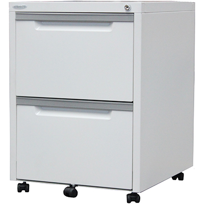 STEELCO CLASSIC MOBILE PEDESTAL 2-DRAWER LOCKABLE 630 X 470 X 515MM WHITE SATIN