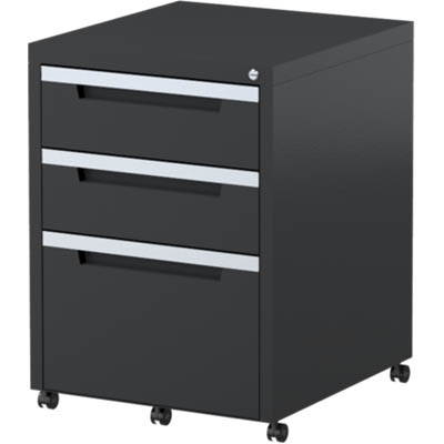 STEELCO CLASSIC MOBILE PEDESTAL 3-DRAWER LOCKABLE 630 X 470 X 515MM GRAPHITE RIPPLE