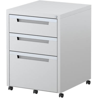 STEELCO CLASSIC MOBILE PEDESTAL 3-DRAWER LOCKABLE 630 X 470 X 515MM WHITE SATIN