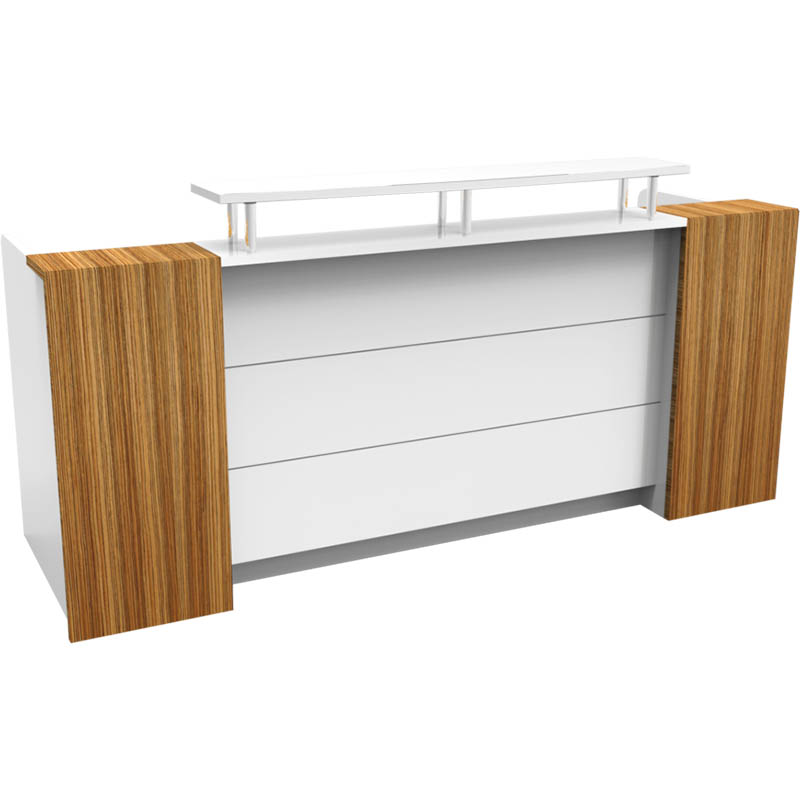 RAPIDLINE MARQUEE RECEPTION COUNTER 2400 X 855 X 1150MM GLOSS WHITE/ZEBRA