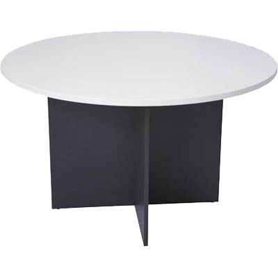 OXLEY ROUND MEETING TABLE 1200MM DIAMETER WHITE/IRONSTONE