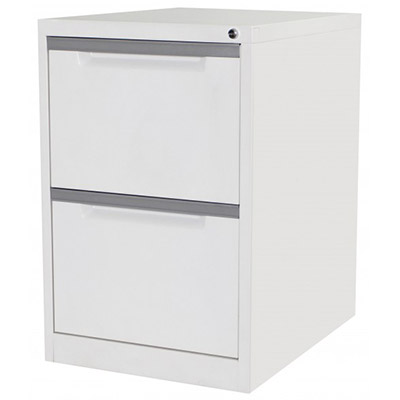 MERCURY FILING CABINET 2 DRAWER 470 X 620 X 710MM WHITE SATIN