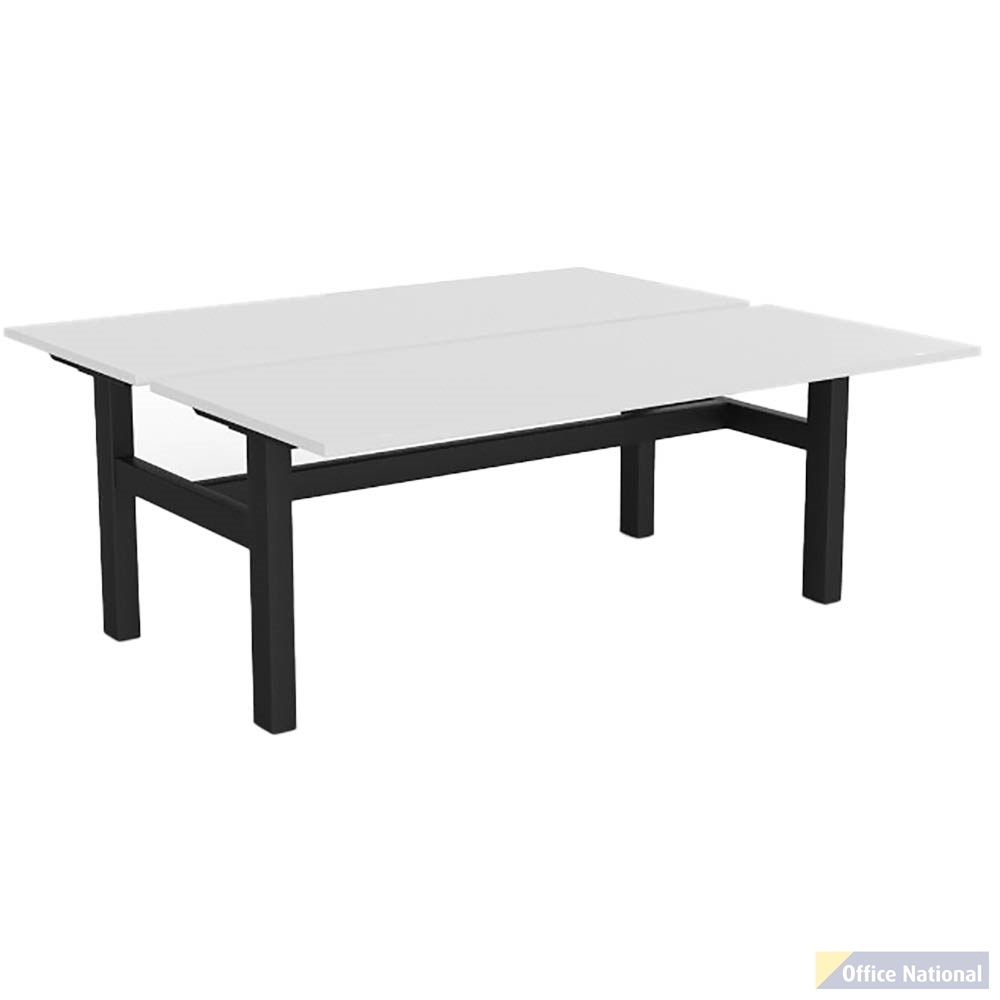 OLG AGILE FIXED HEIGHT 2-PERSON DESK WORKSTATION BLACK FRAME 1800MM X 750MM WHITE TOP