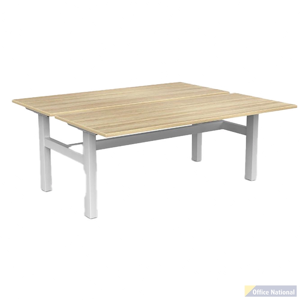 OLG AGILE FIXED HEIGHT 2-PERSON DESK WORKSTATION WHITE FRAME 1800MM X 750MM NORDIC MAPLE TOP