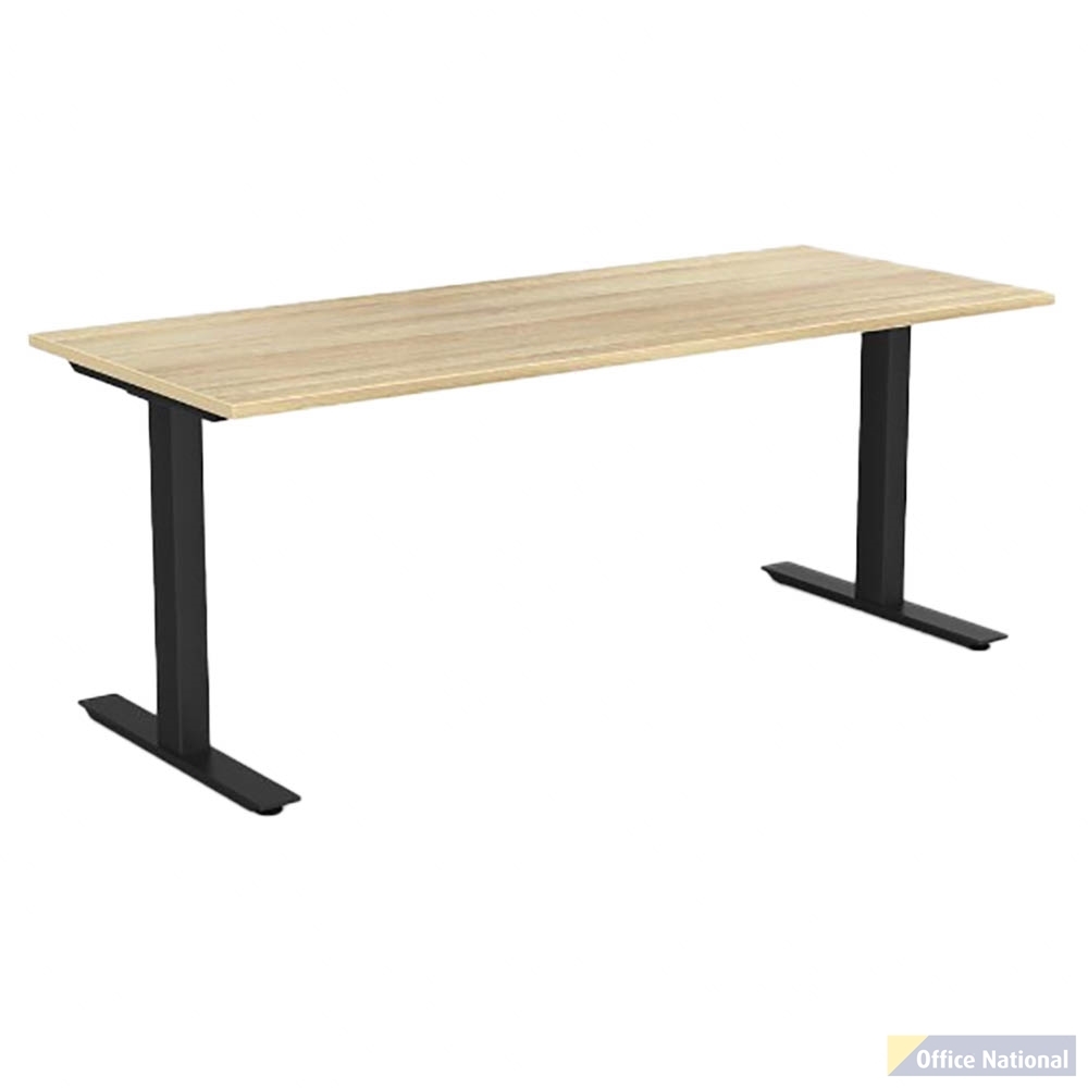 OLG AGILE FIXED HEIGHT INDIVIDUAL DESK WORKSTATION BLACK FRAME 1800MM X 750MM NEW OAK RAVINE TOP