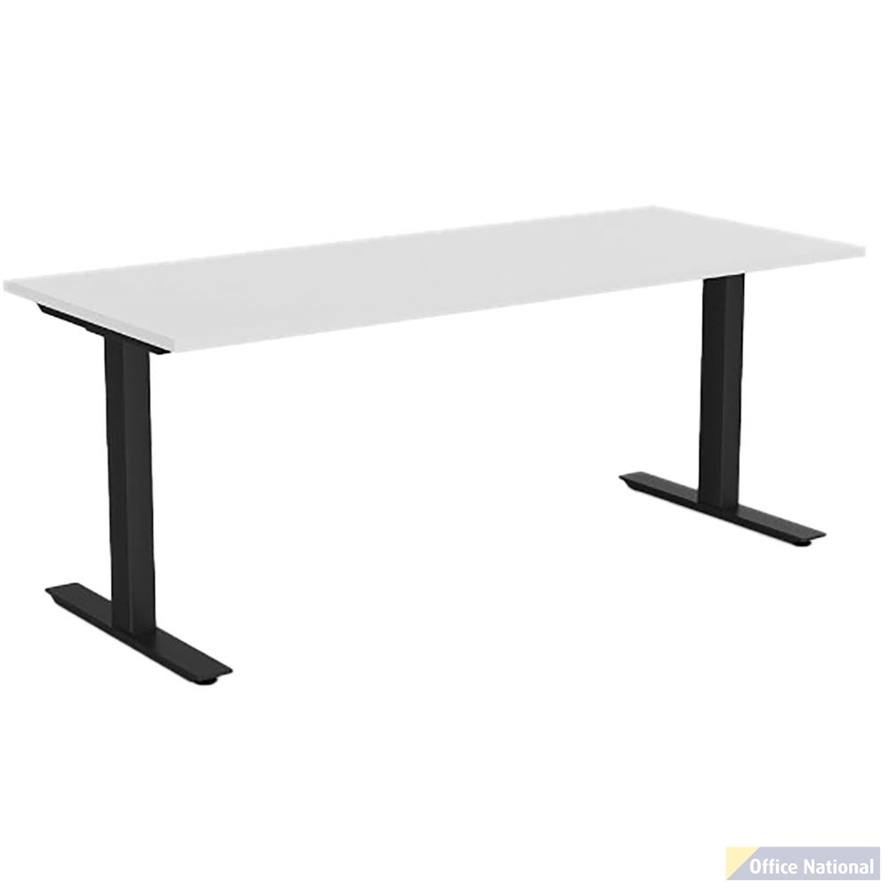 OLG AGILE FIXED HEIGHT INDIVIDUAL DESK WORKSTATION BLACK FRAME 1800MM X 750MM WHITE TOP