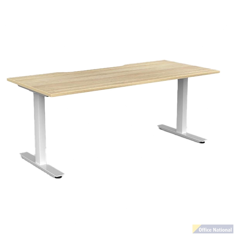 OLG AGILE FIXED HEIGHT INDIVIDUAL DESK WORKSTATION WHITE FRAME 1800MM X 750MM NEW OAK RAVINE TOP