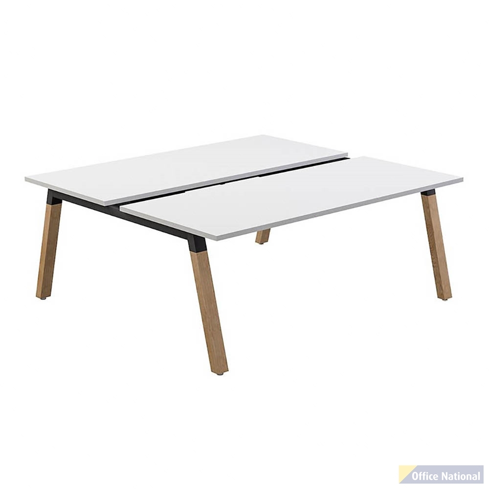 OLG PLANTATION 2-PERSON DSD WORKSTATION 1500 X 750MM WHITE TOP/OAK FRAME