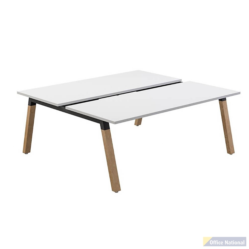 OLG PLANTATION 2-PERSON DSD WORKSTATION 1800 X 750MM WHITE TOP/OAK FRAME
