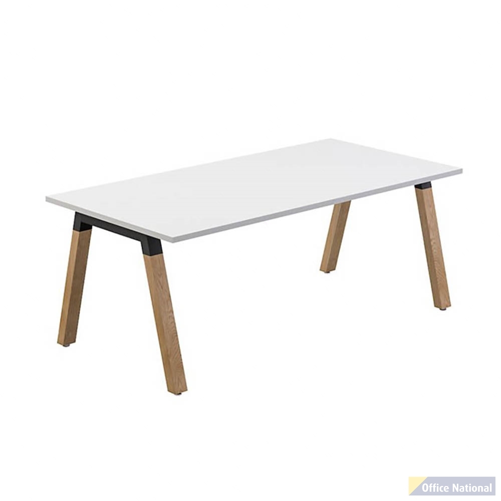 OLG PLANTATION STRAIGHT WORKSTATION 1800 X 750MM WHITE TOP/OAK FRAME