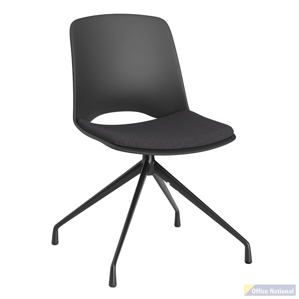 OLG VISTA PIVOT CHAIR WITH 4-POINT BLACK POWDERCOATED BASE AND BLACK SEAT UPHOLSTERY
