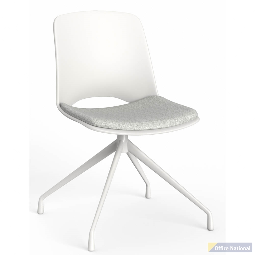 OLG VISTA PIVOT CHAIR WITH 4-POINT WHITE POWDERCOATED BASE AND WHITE SEAT UPHOLSTERY