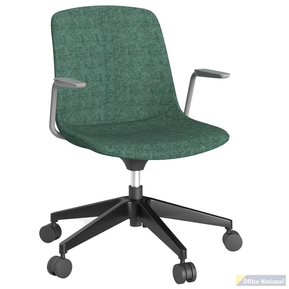 OLG VISTA SWIVEL CHAIR WITH ARMS FULLY UPHOLSTERED BLACK BASE AND MOSS SEAT