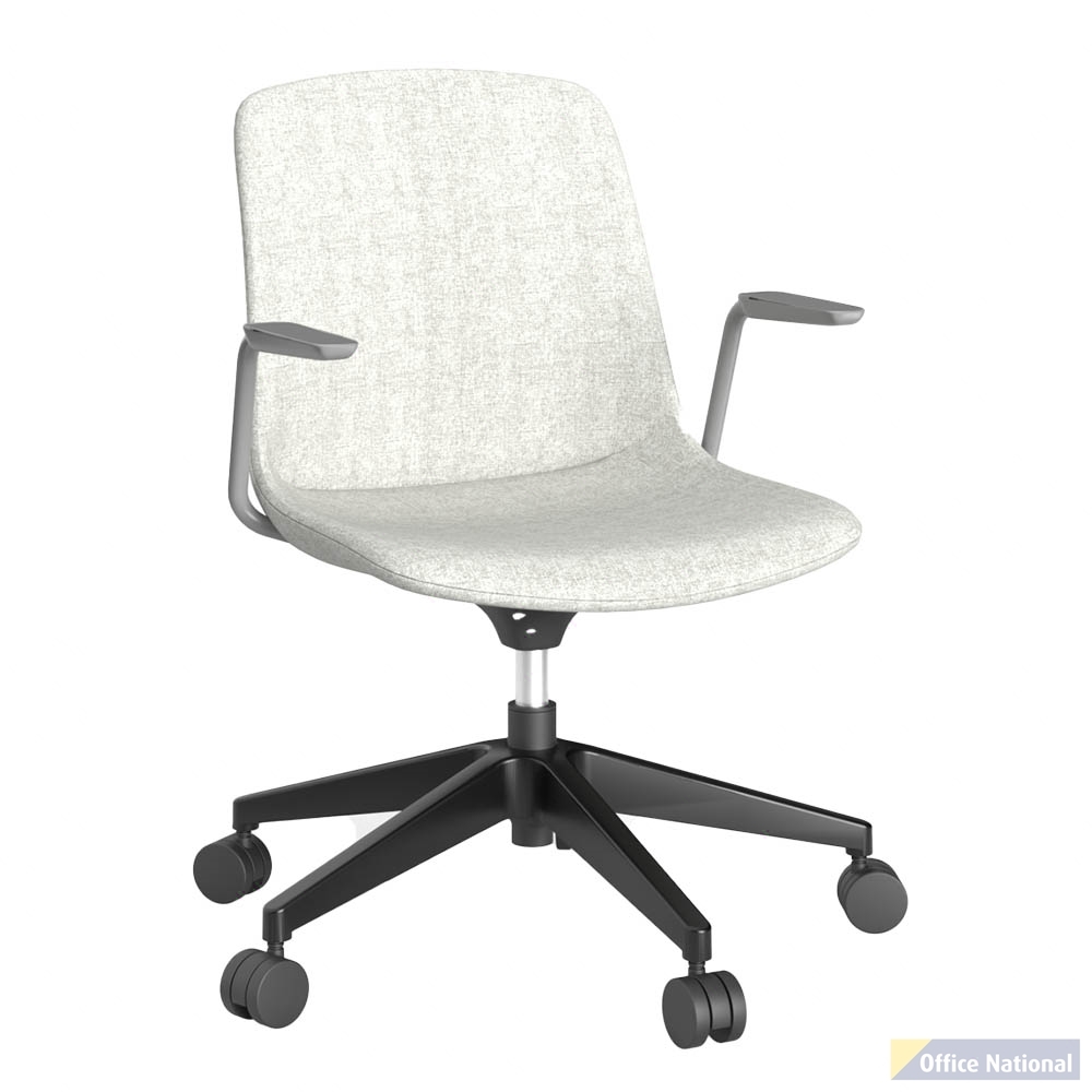 OLG VISTA SWIVEL CHAIR WITH ARMS FULLY UPHOLSTERED BLACK BASE AND WHITE SEAT