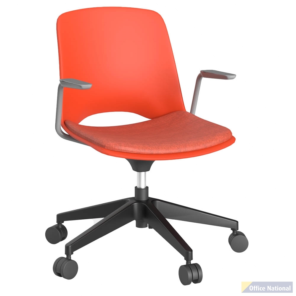 OLG VISTA SWIVEL CHAIR WITH ARMS BLACK BASE AND RUST SEAT
