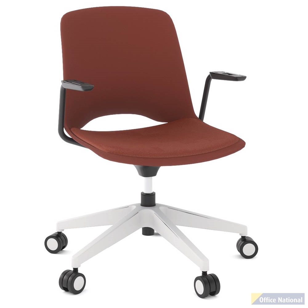 OLG VISTA SWIVEL CHAIR WITH ARMS WHITE BASE AND RUST SEAT