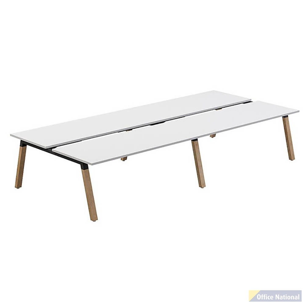 OLG PLANTATION 4-PERSON DSD WORKSTATION 1500 X 750MM WHITE TOP/OAK FRAME