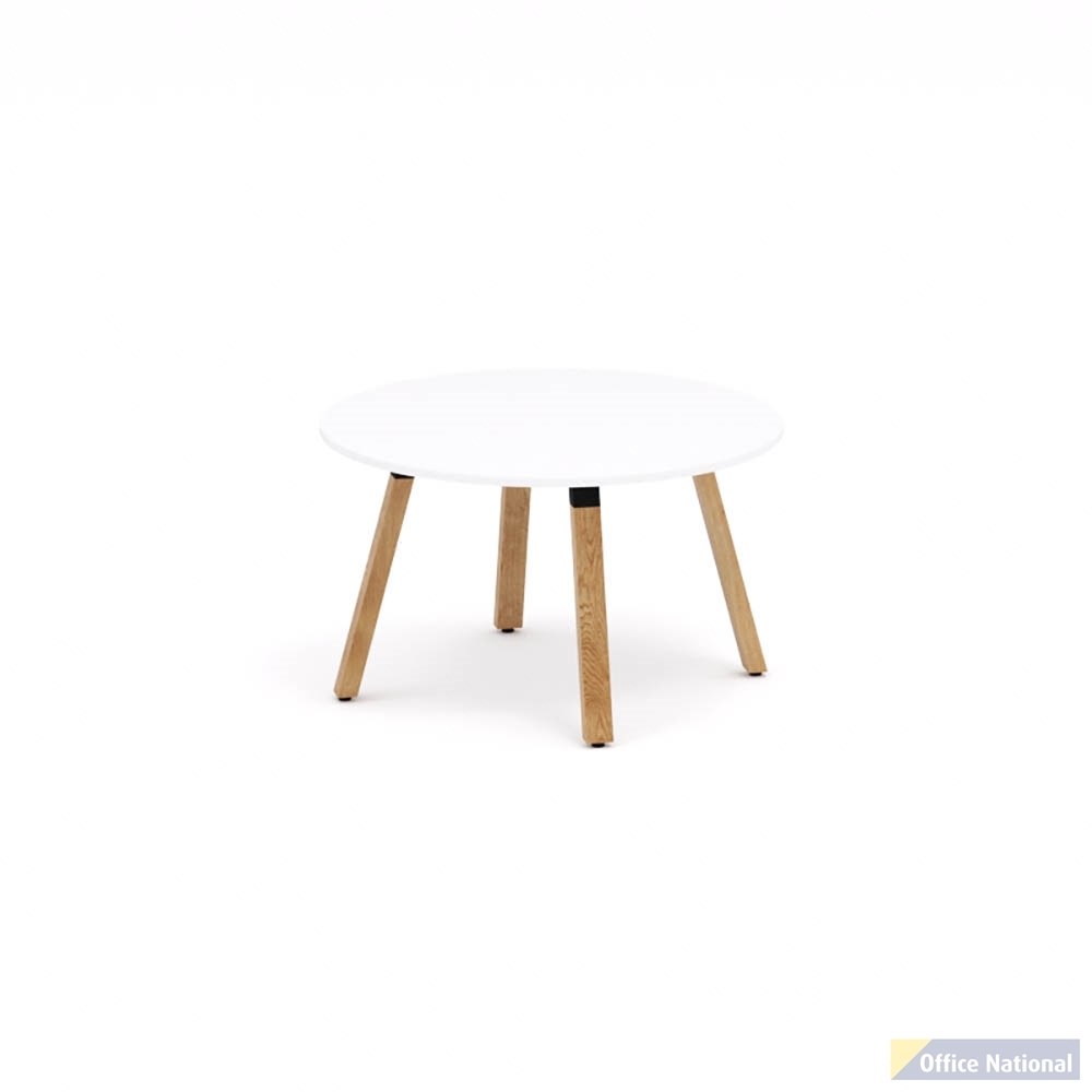 OLG PLANTATION ROUND TABLE 4 LEG BLACK HOUSING 1200MM WHITE TOP/OAK LEGS