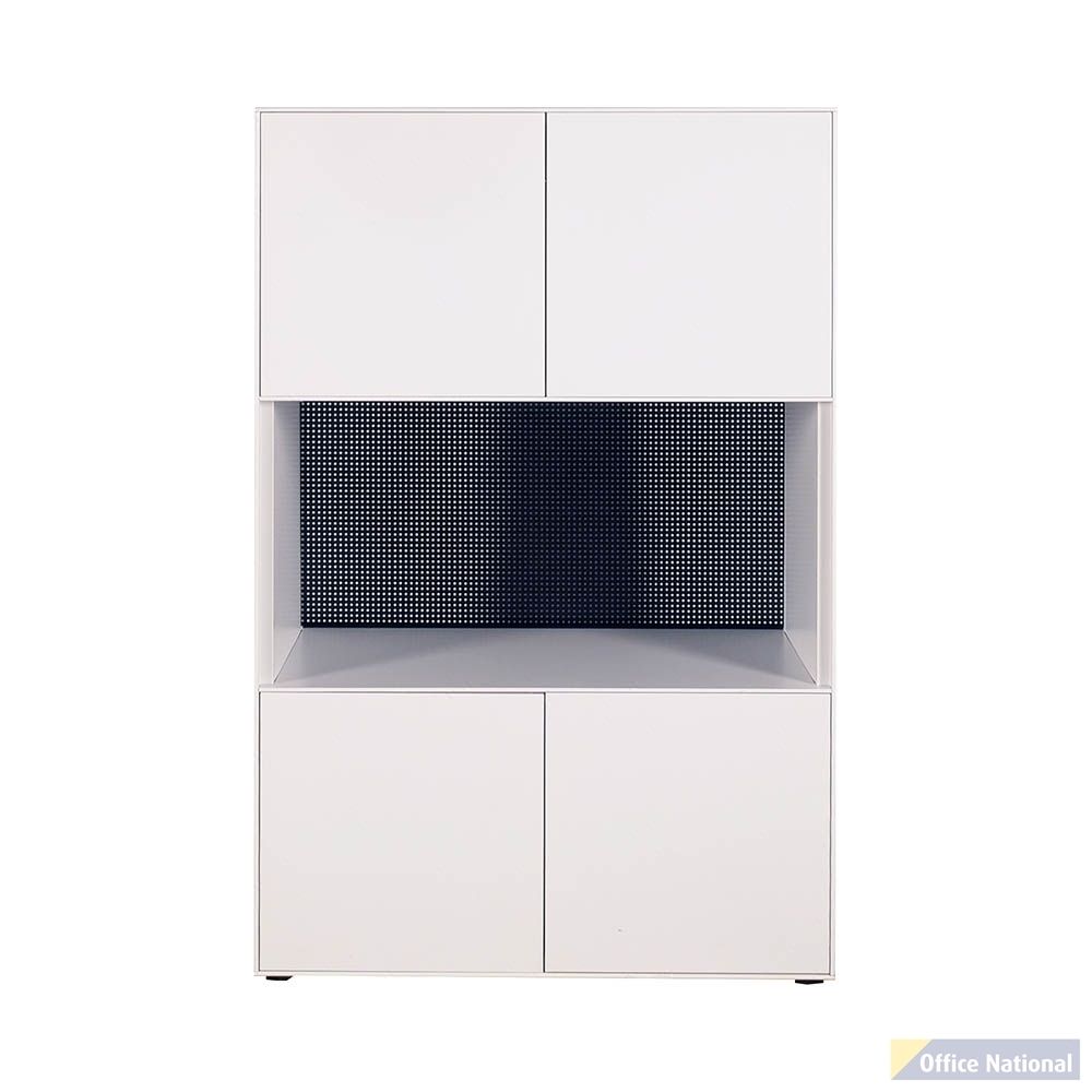 STEELCO 3 TIER 1 OPEN SHELF 2 DOORS CABINET 1200 X 800 X 450MM WHITE