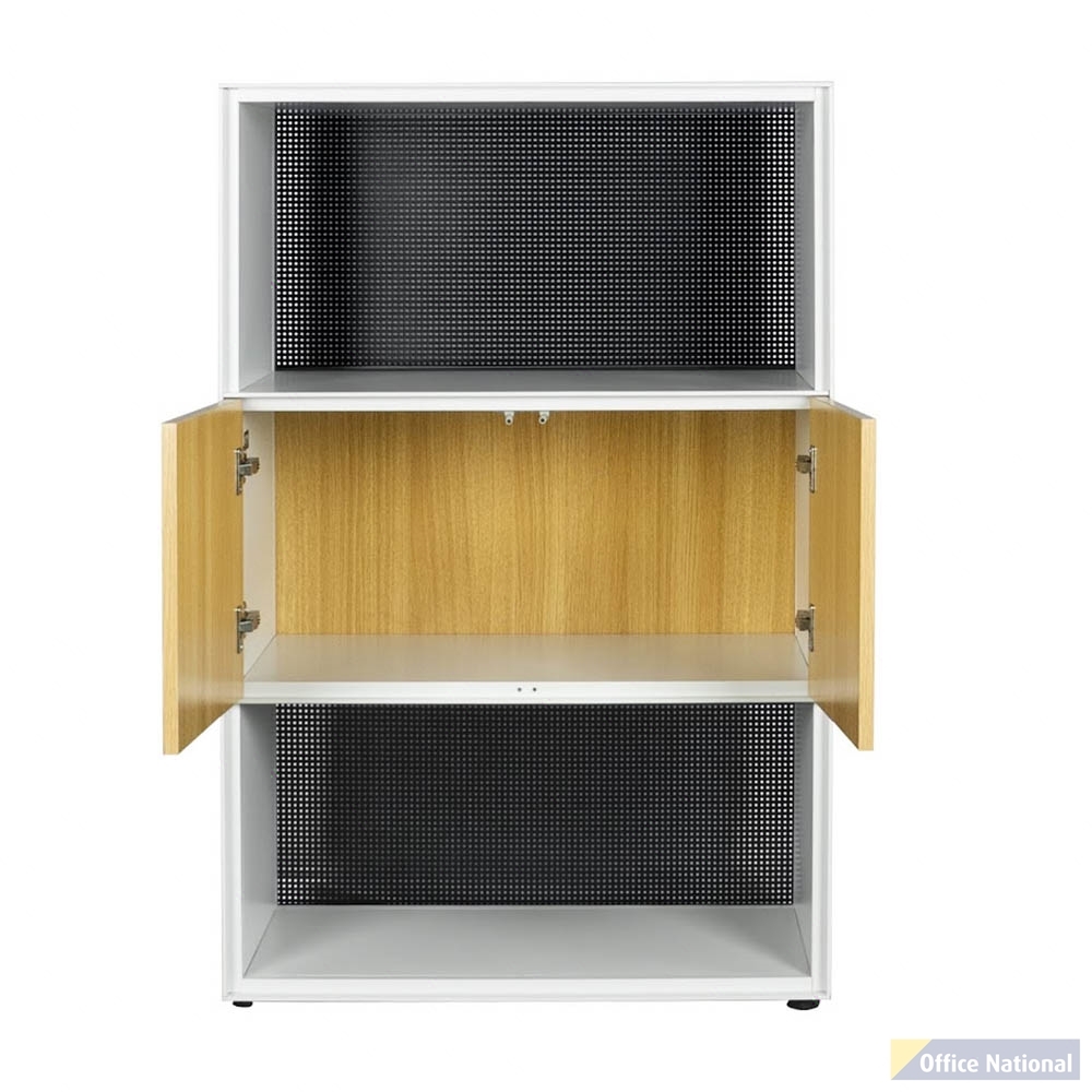 STEELCO 3 TIER 2 OPEN SHELF 1 DOOR CABINET 1200 X 800 X 450MM