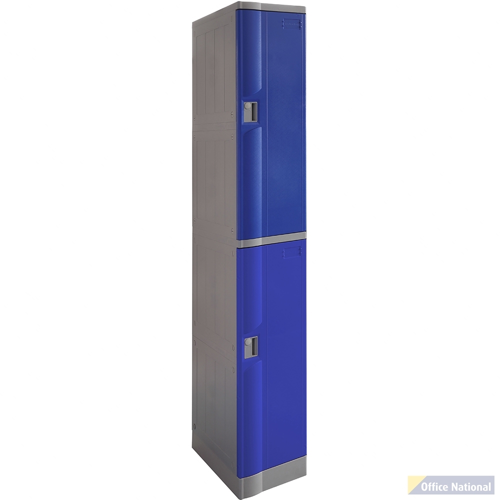 STEELCO ABS PLASTIC LOCKER 2 DOOR 380 X 500 X 1940MM BLUE