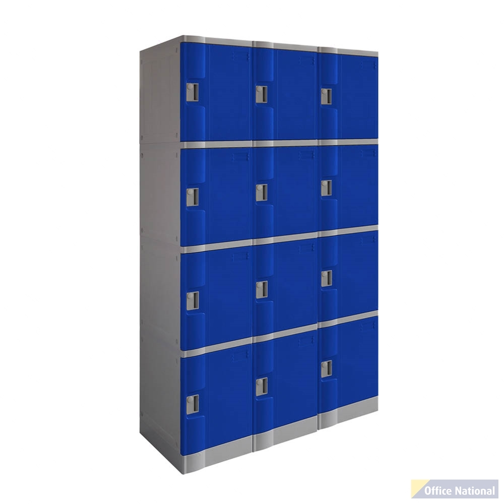 STEELCO ABS PLASTIC LOCKER 4 DOOR TRIPLE BANK 1940 X 1146 X 500MM