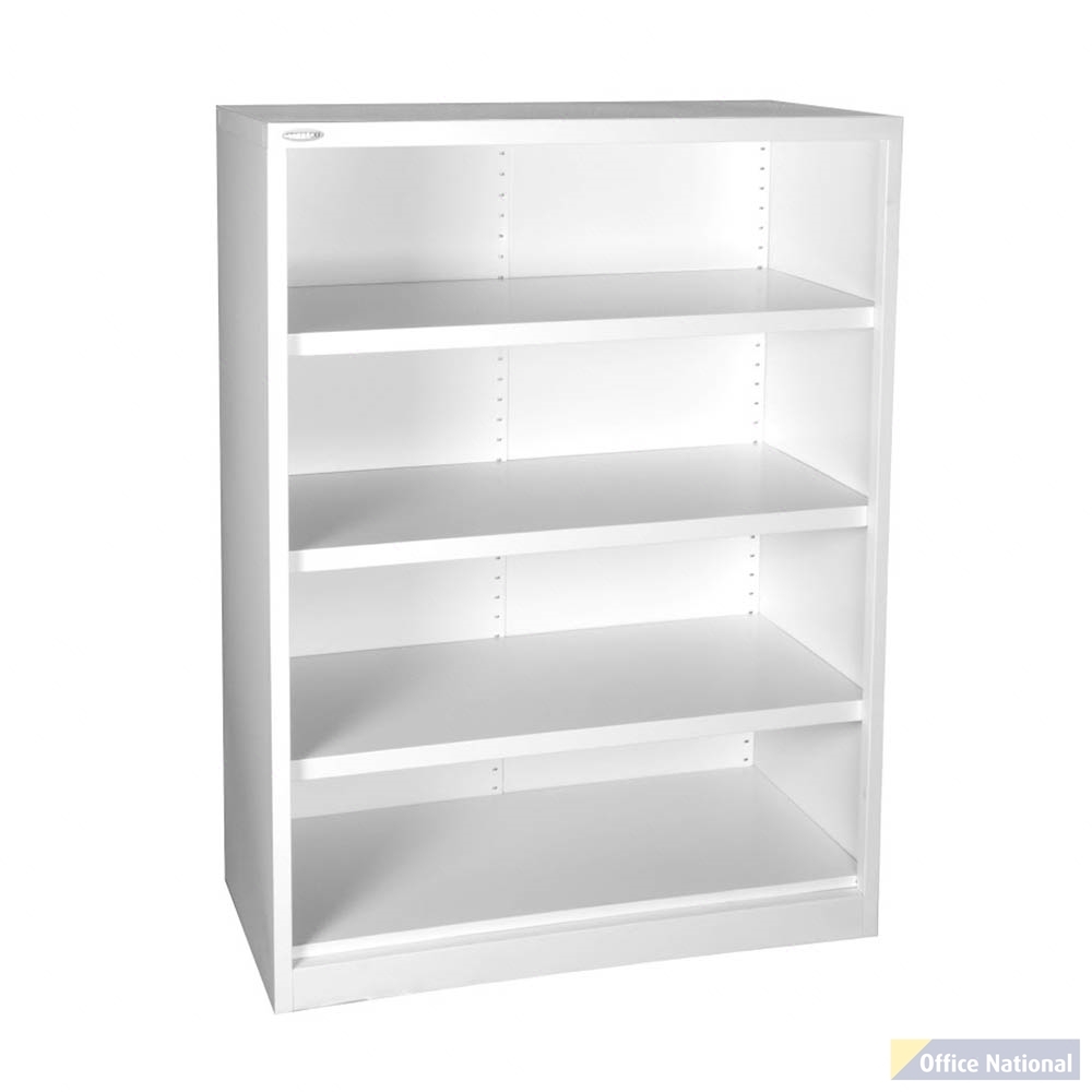 STEELCO OPEN BOOKCASE 4 SHELVES 2000 X 1200 X 400MM WHITE SATIN