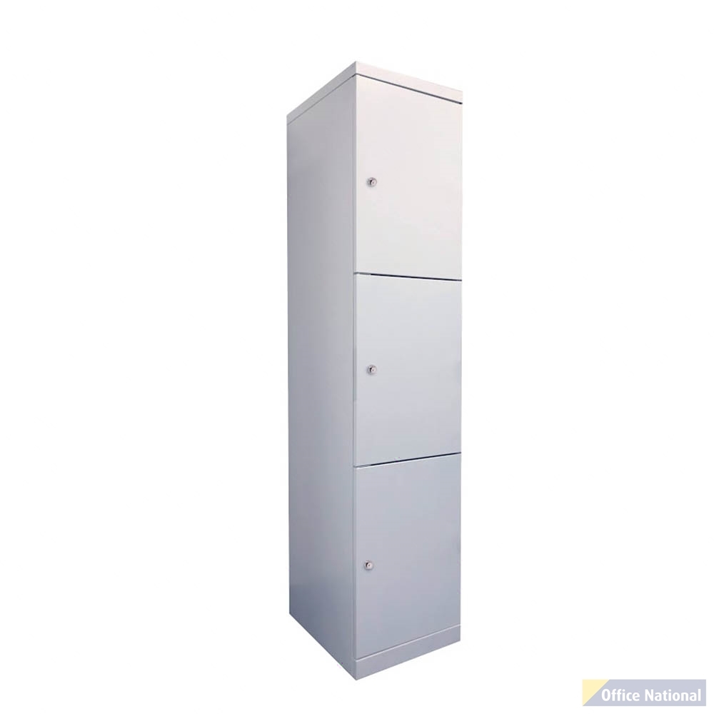 STEELCO FLUSH LOCKER 3 DOOR 1890 X 400 X 500MM WHITE SATIN