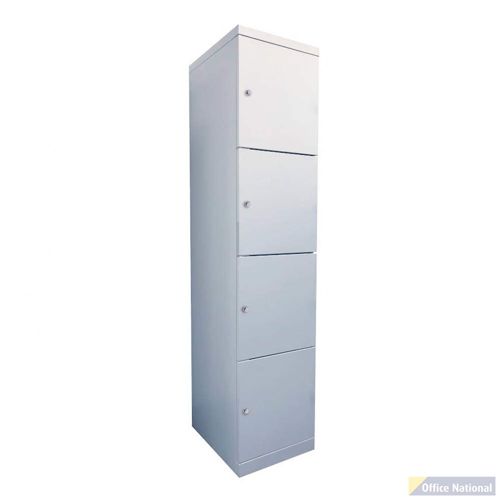 STEELCO FLUSH LOCKER 4 DOOR 1890 X 400 X 500MM WHITE SATIN