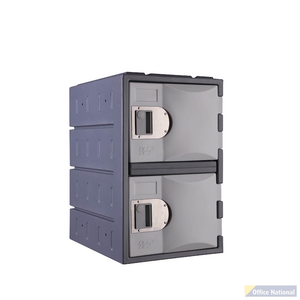 STEELCO HEAVY DUTY HDPE LOCKER 2 TIER THIRD HEIGHT 600 X 385 X 500MM
