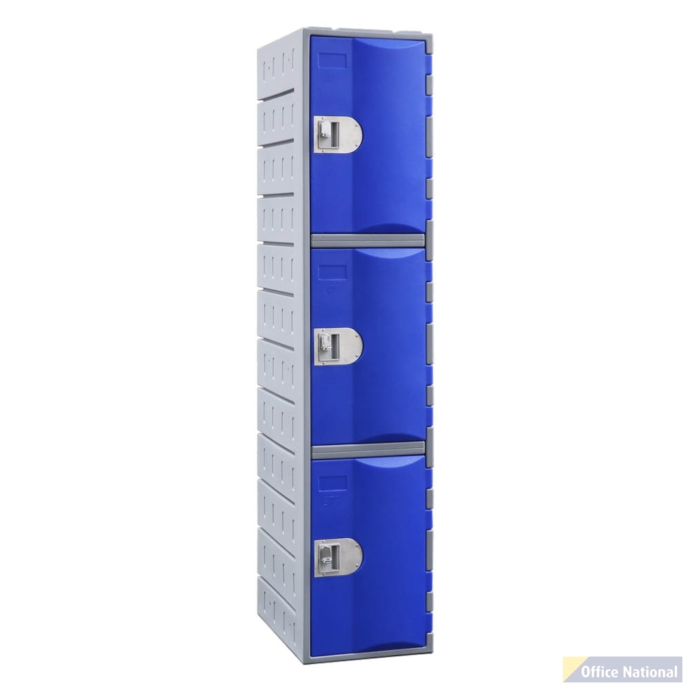 STEELCO HEAVY DUTY HDPE LOCKER 3 TIER FULL HEIGHT 1800 X 385 X 500MM