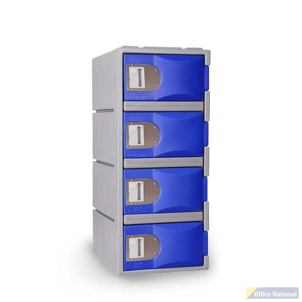 STEELCO HEAVY DUTY HDPE LOCKER 4 TIER HALF HEIGHT 900 X 385 X 500MM
