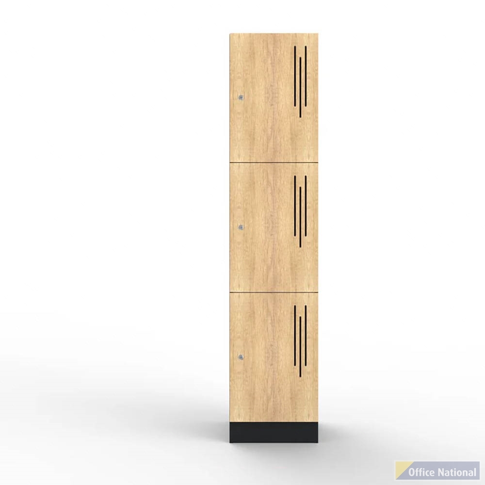 STEELCO LAMINATE LOCKER 3 DOOR 1850 X 400 X 500MM NATURAL OAK