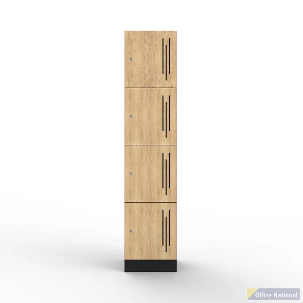 STEELCO LAMINATE LOCKER 4 DOOR 1850 X 400 X 500MM NATURAL OAK