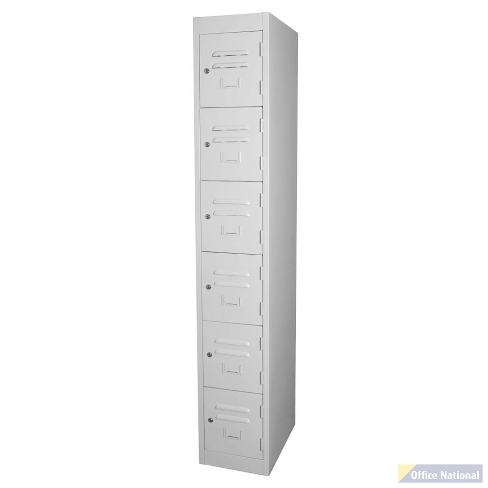 STEELCO STEEL LOCKER 6 DOOR INCLUDING HANGING RAIL AND SHELF 1830 X 380 X 460MM