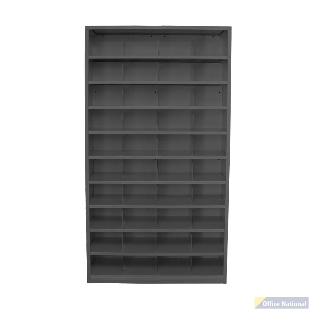 STEELCO PIGEONHOLE SHELVING UNIT 40 COMPARTMENTS 1830 X 1000 X 386MM BLACK SATIN