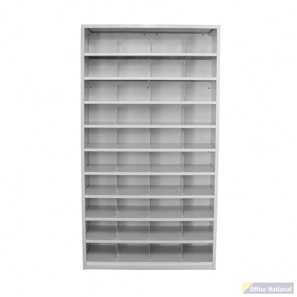 STEELCO PIGEONHOLE SHELVING UNIT 40 COMPARTMENTS 1830 X 1000 X 386MM WHITE SATIN