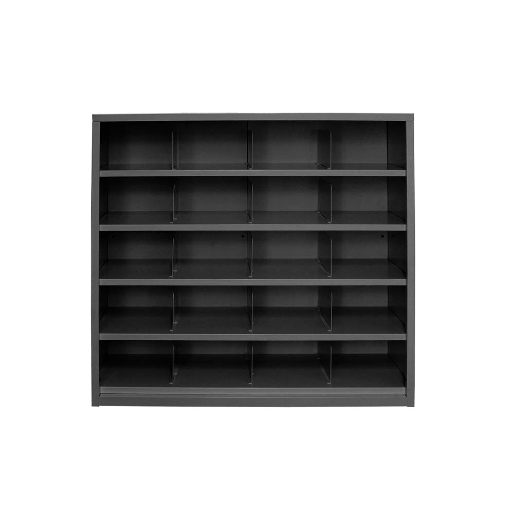 STEELCO PIGEONHOLE SHELVING UNIT 20 COMPARTMENTS 940 X 1000 X 386MM BLACK SATIN