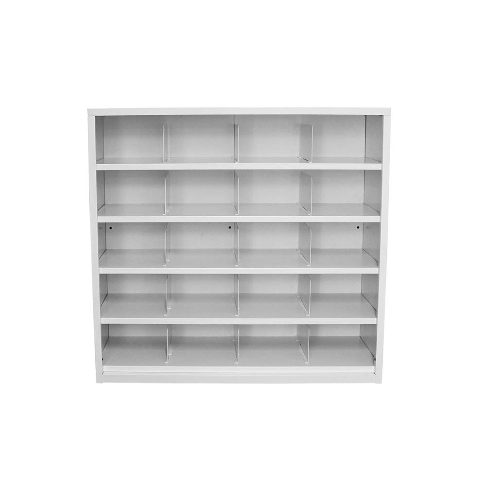 STEELCO PIGEONHOLE SHELVING UNIT 20 COMPARTMENTS 940 X 1000 X 386MM WHITE SATIN