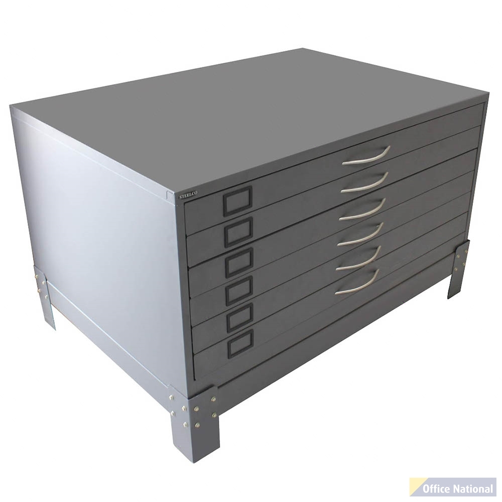 STEELCO PLAN CABINET 6 DRAWER INCLUDING STAND 880 X 1375 X 960MM