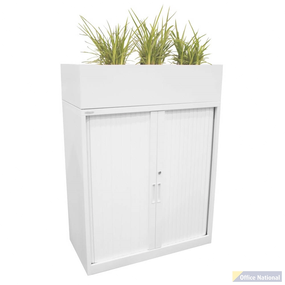 STEELCO TAMBOUR PLANTER BOX 225 X 900 X 463MM WHITE SATIN