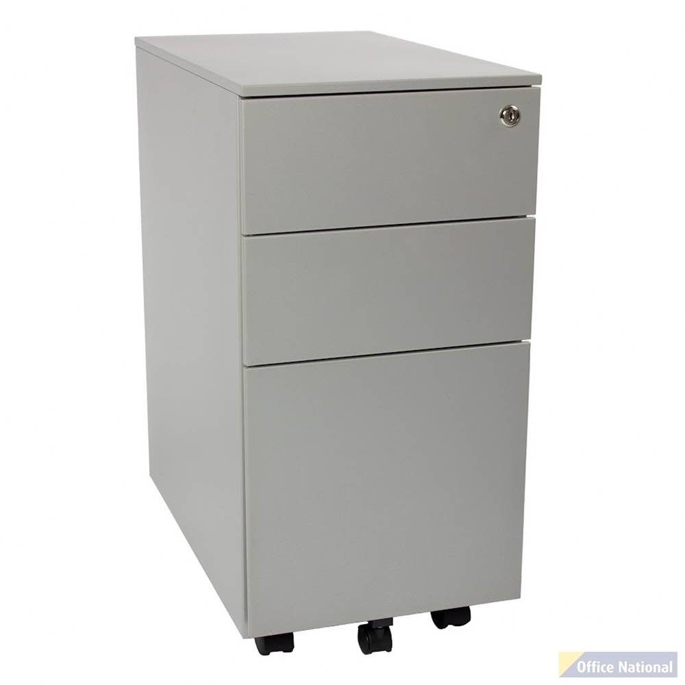 STEELCO SLIMLINE MOBILE PEDESTAL BBF 615 X 300 X 500MM SILVER SATIN