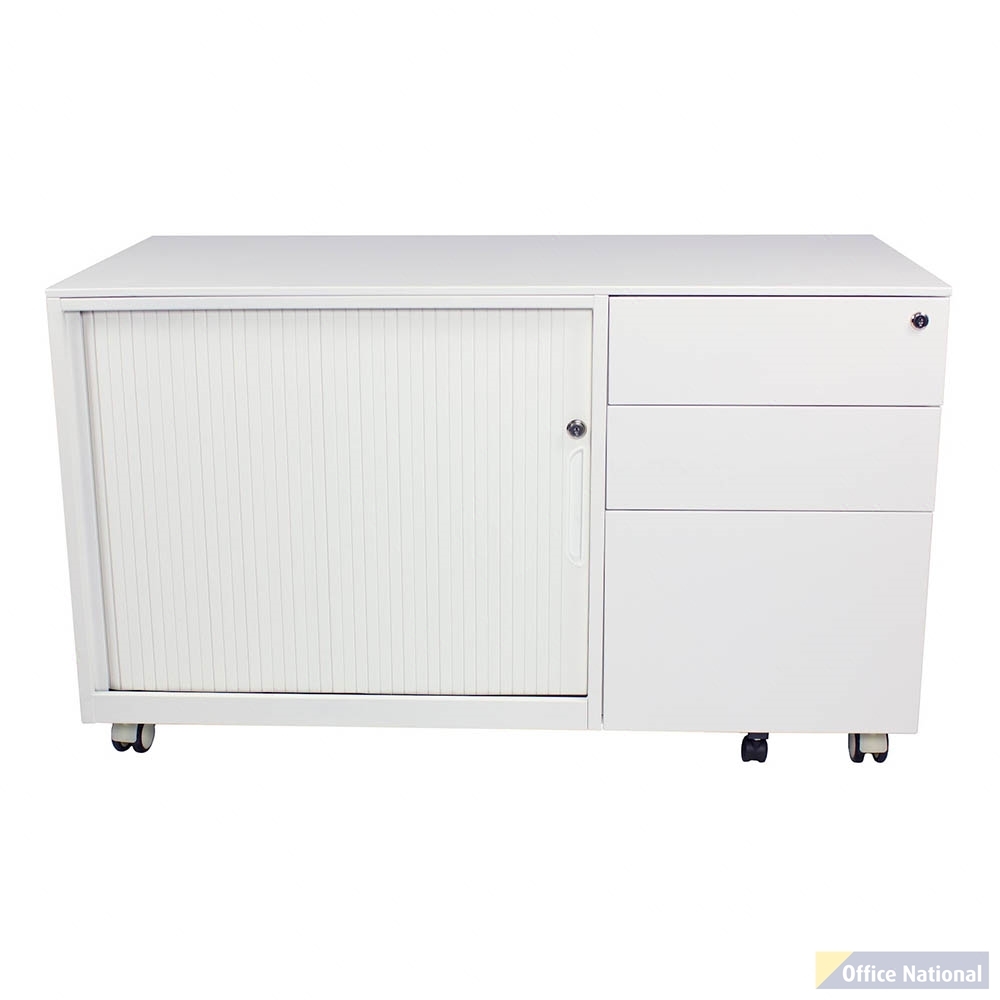 STEELCO TRIMLINE MOBILE CADDY RIGHT HAND ORIENTATION 615 X 1050 X 500MM WHITE SATIN