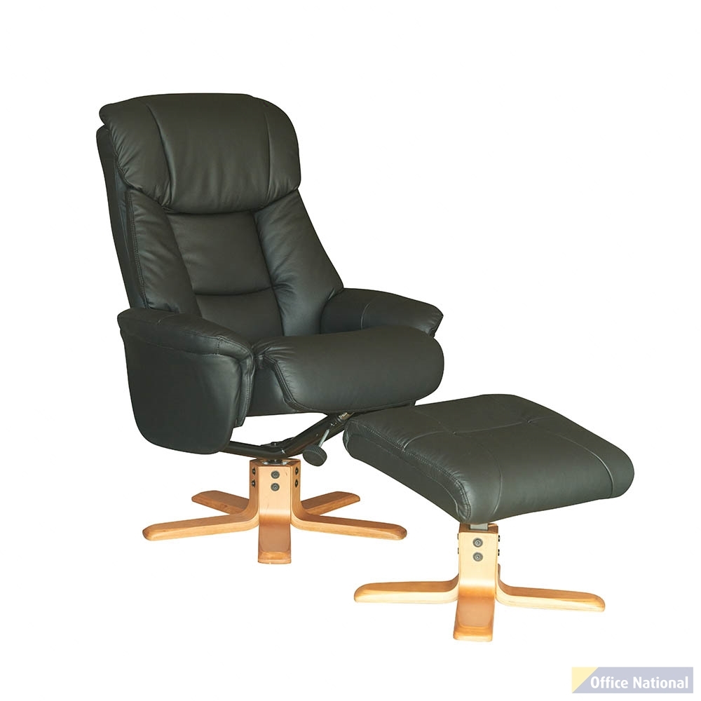 PICASSO MAJESTIC HIGH BACK CHAIR WITH OTTOMAN BLACK