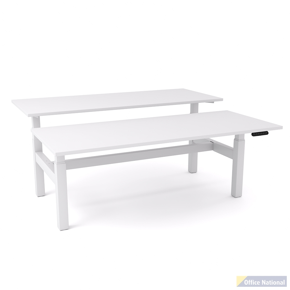 OLG AGILEMOTION DOUBLE SIDED DESK DUAL MOTOR ELECTRIC HEIGHT ADJUSTABLE 1200MM X 750MM WHITE FRAME / WHITE TOP