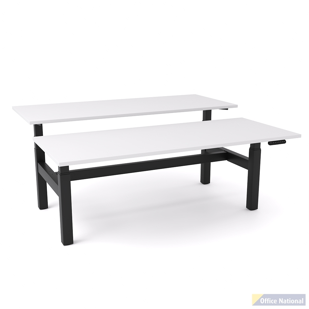 OLG AGILEMOTION DOUBLE SIDED DESK DUAL MOTOR ELECTRIC HEIGHT ADJUSTABLE 1800MM X 750MM BLACK FRAME / WHITE TOP