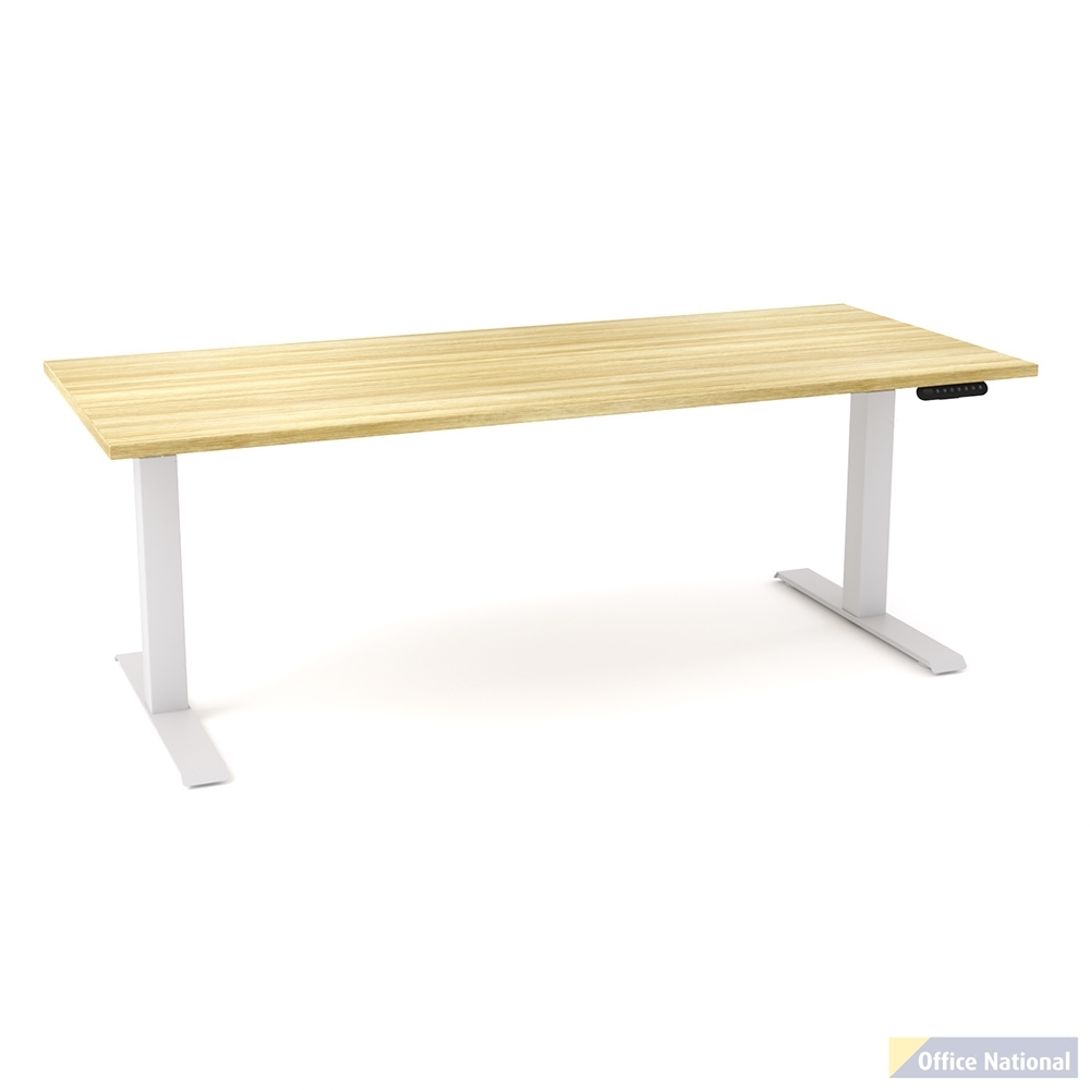 OLG AGILEMOTION SINGLE SIDED DESK DUAL MOTOR 1200 X 750 WHITE FRAME / NEW OAK TOP