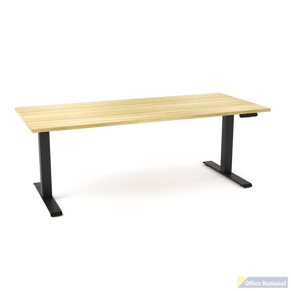 OLG AGILEMOTION SINGLE SIDED DESK DUAL MOTOR 1800 X 750 BLACK FRAME / NEW OAK TOP