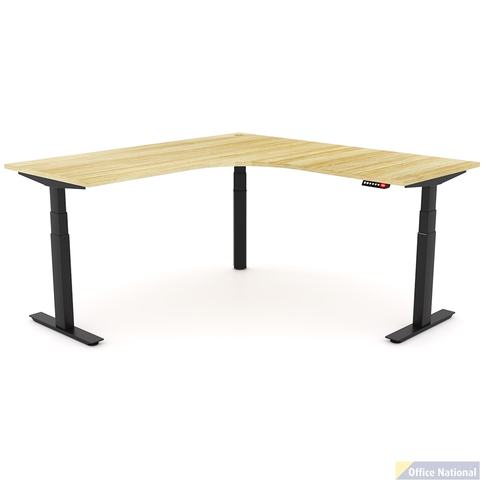 OLG AGILE ELECTRIC TRIPLE 3 COLUMN WORKSTATION LH 1800 X 1800 X 750MM BLACK FRAME NEW OAK TOP