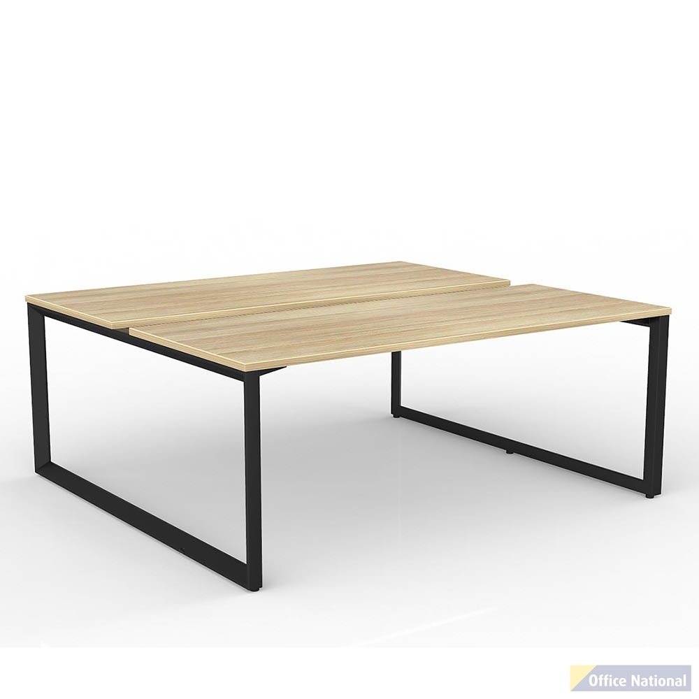 OLG ANVIL 2-PERSON DSD WORKSTATION BLACK FRAME 1800 X 750MM NEW OAK RAVINE